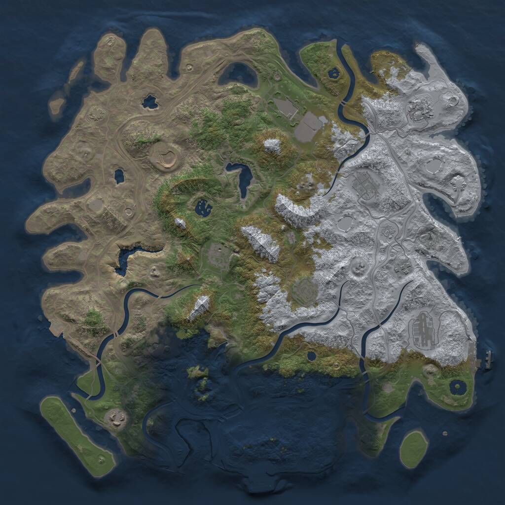 Rust Map: Procedural Map, Size: 4500, Seed: 1353740714, 17 Monuments