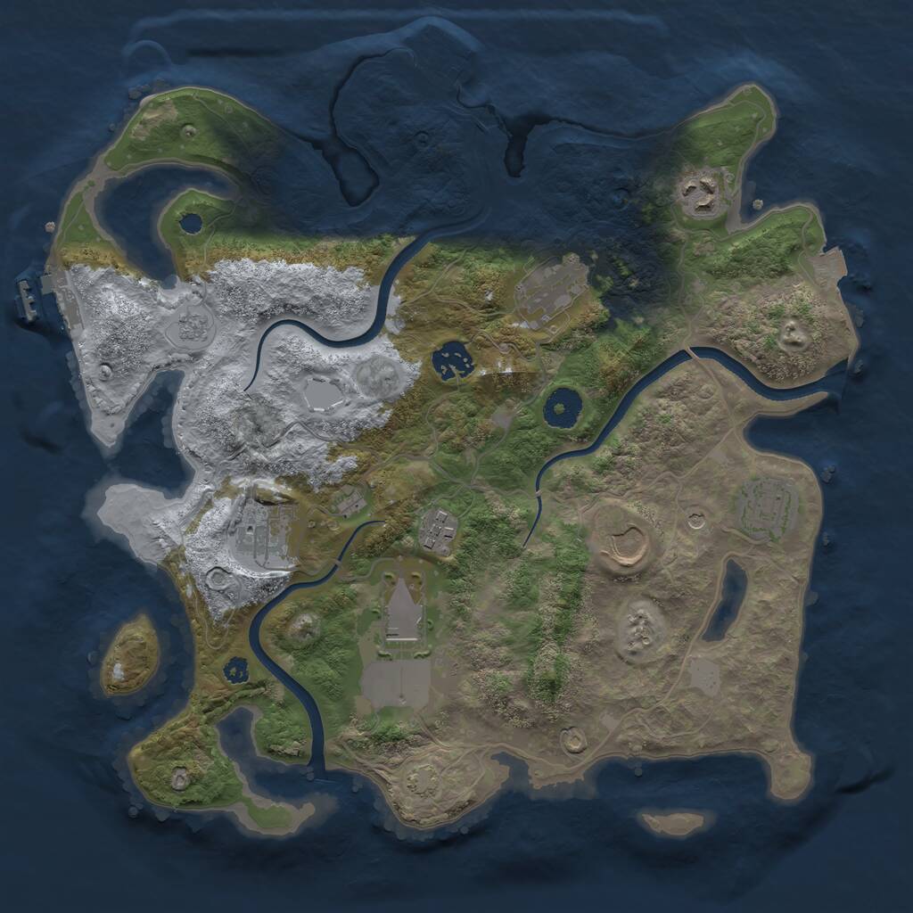 Rust Map: Procedural Map, Size: 3500, Seed: 12191, 14 Monuments