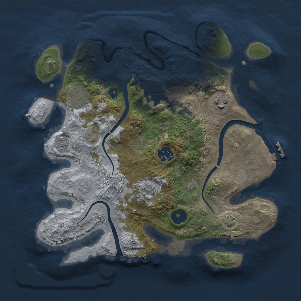 Rust Map: Procedural Map, Size: 3000, Seed: 81785, 11 Monuments