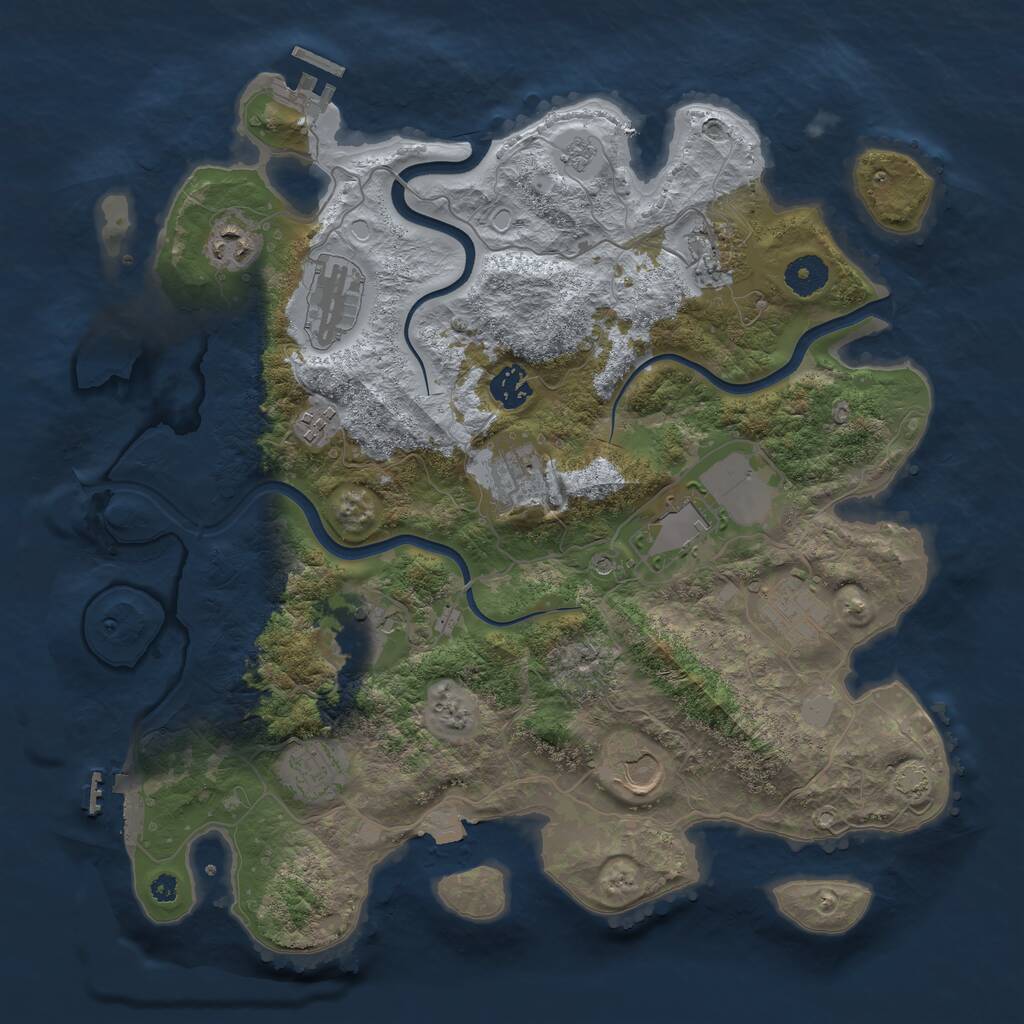 Rust Map: Procedural Map, Size: 3750, Seed: 1485588084, 17 Monuments