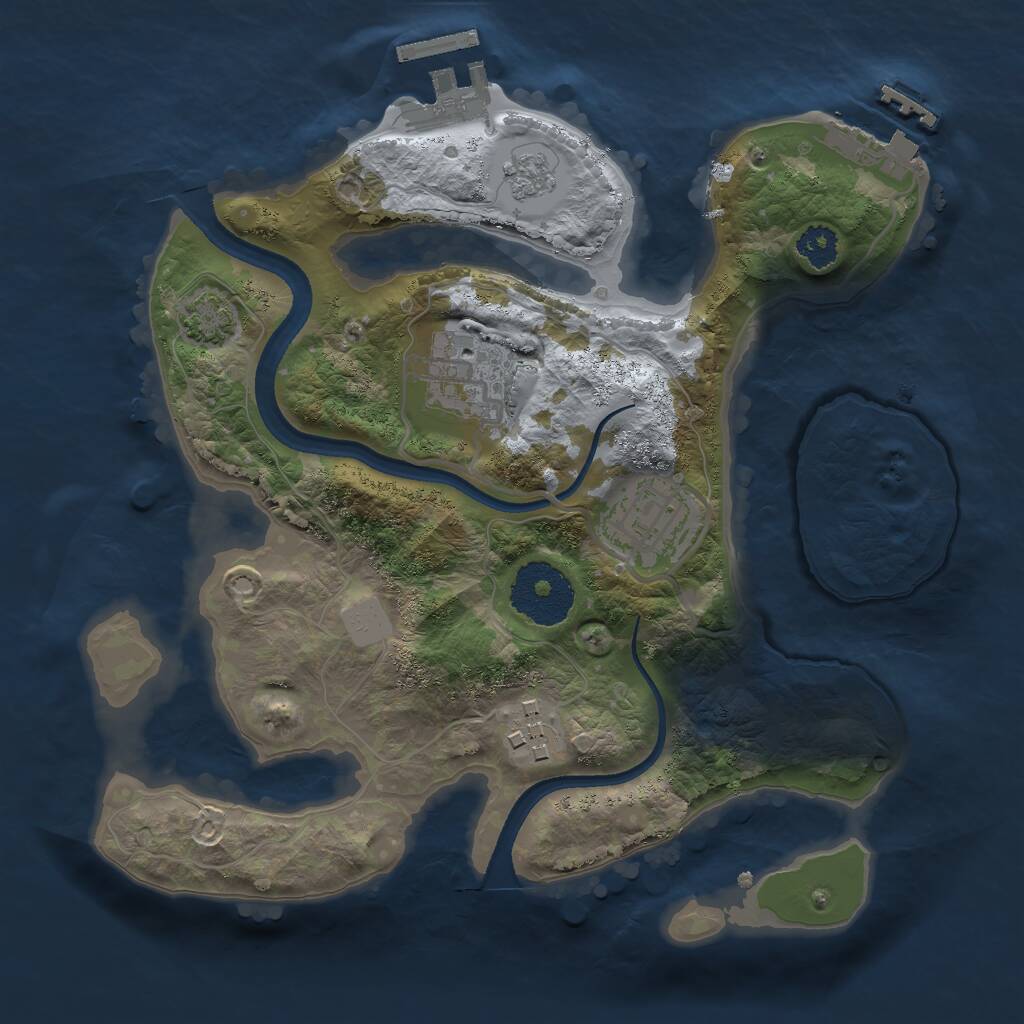 Rust Map: Procedural Map, Size: 2500, Seed: 5858341, 8 Monuments