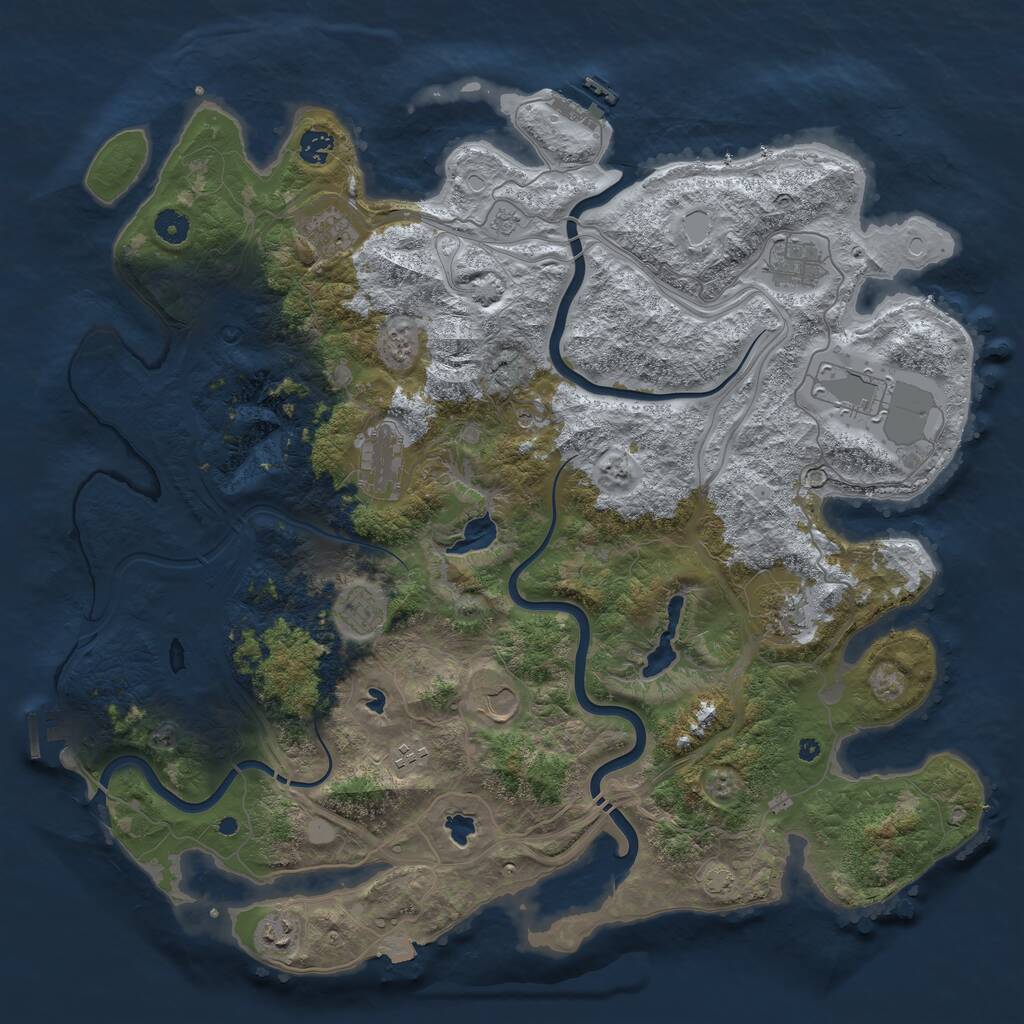 Rust Map: Procedural Map, Size: 4500, Seed: 896204646, 16 Monuments