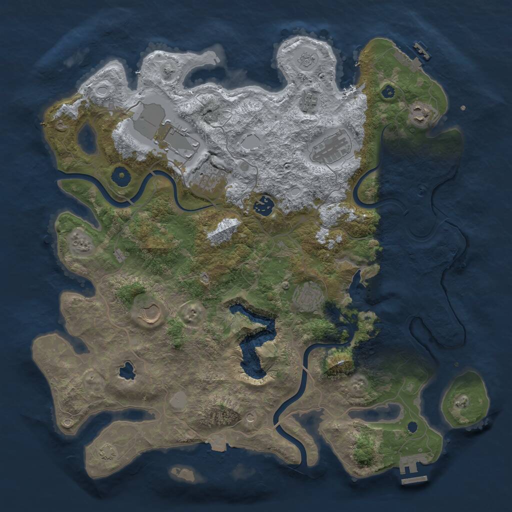 Rust Map: Procedural Map, Size: 4000, Seed: 46893, 14 Monuments