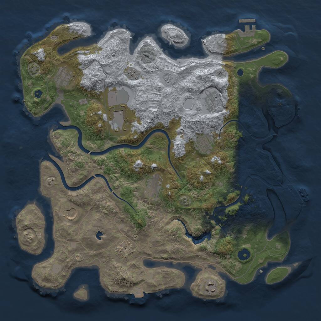 Rust Map: Procedural Map, Size: 4000, Seed: 1349236601, 15 Monuments