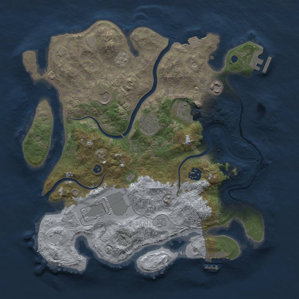Rust Map: Procedural Map, Size: 3500, Seed: 1168924971, 13 Monuments
