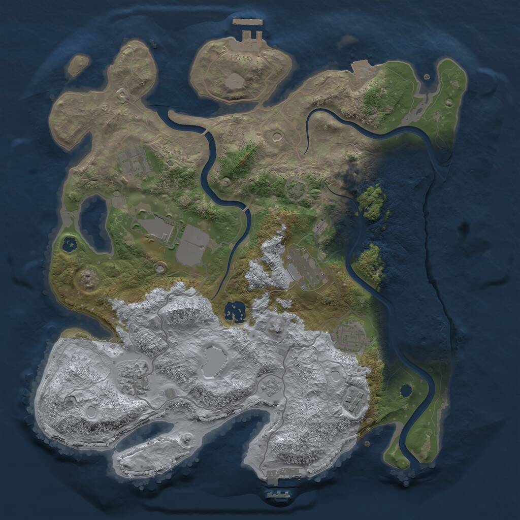 Rust Map: Procedural Map, Size: 3500, Seed: 1083351827, 13 Monuments