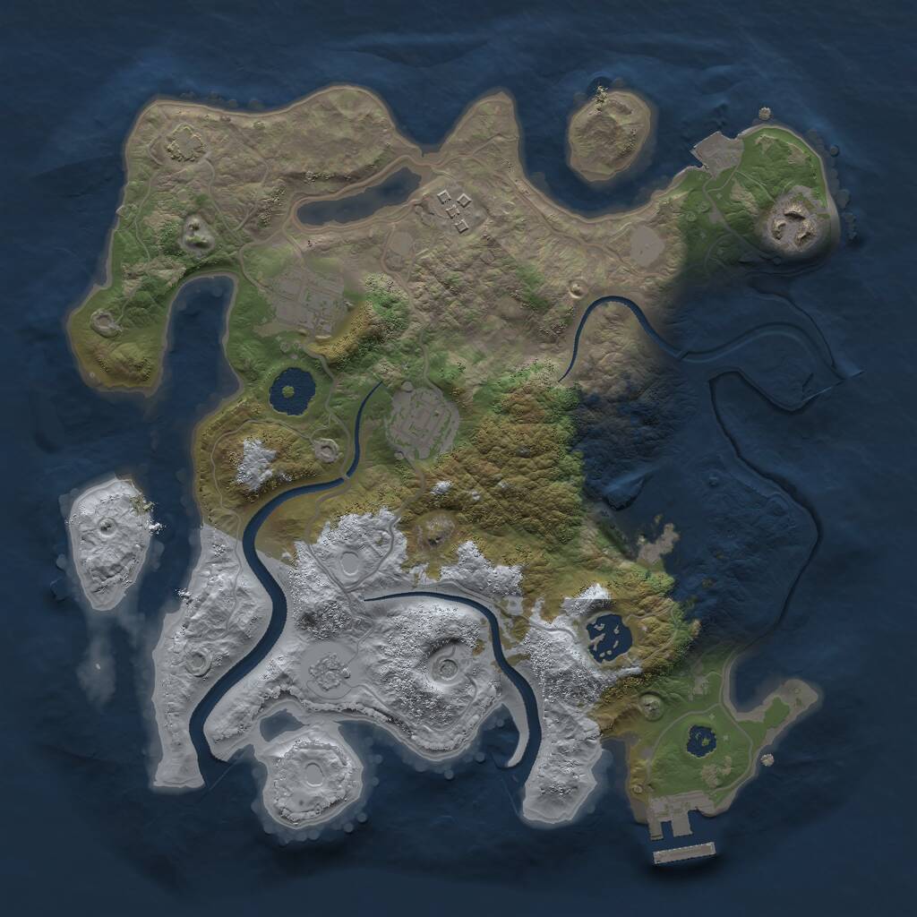 Rust Map: Procedural Map, Size: 3000, Seed: 42398, 11 Monuments