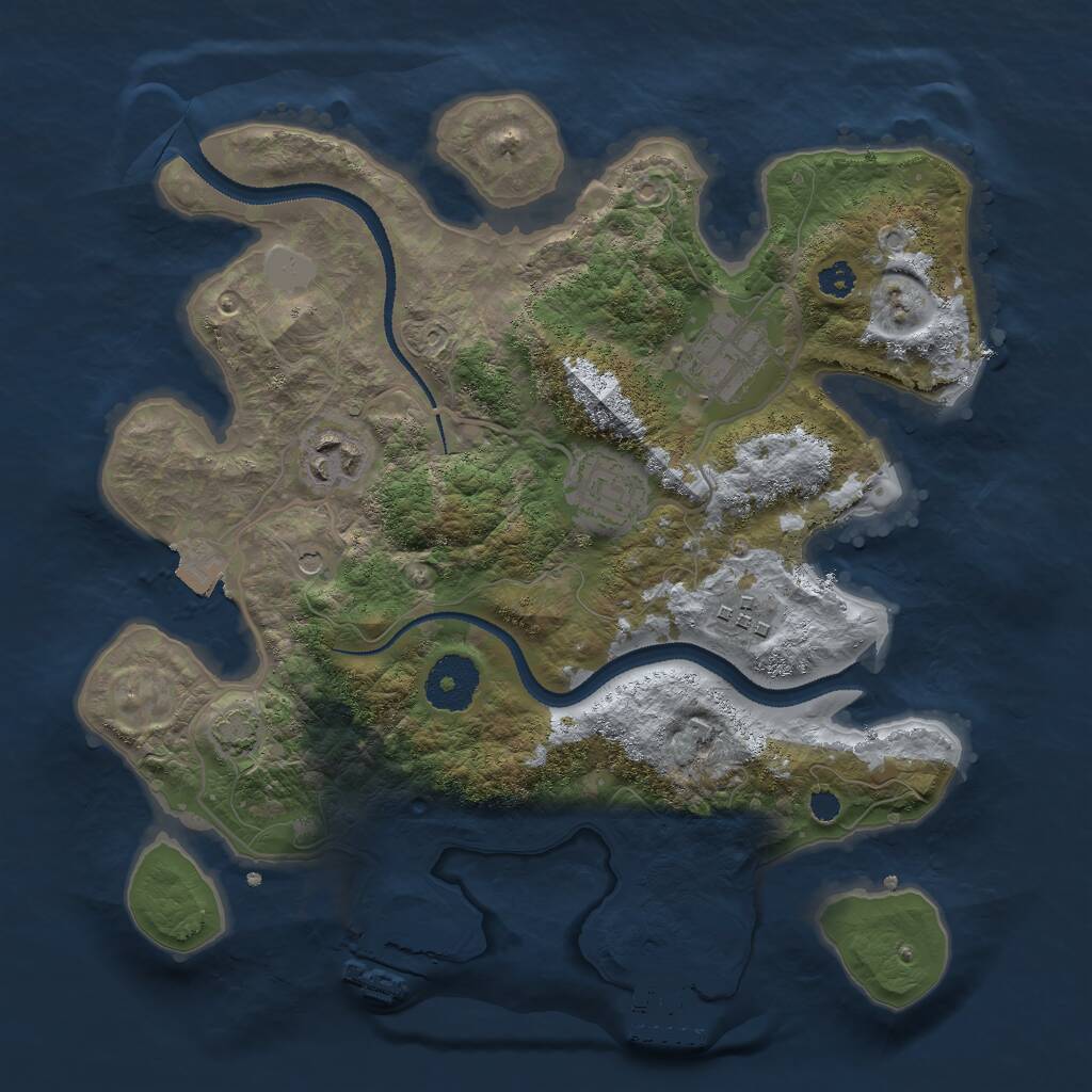 Rust Map: Procedural Map, Size: 3000, Seed: 1879242305, 9 Monuments