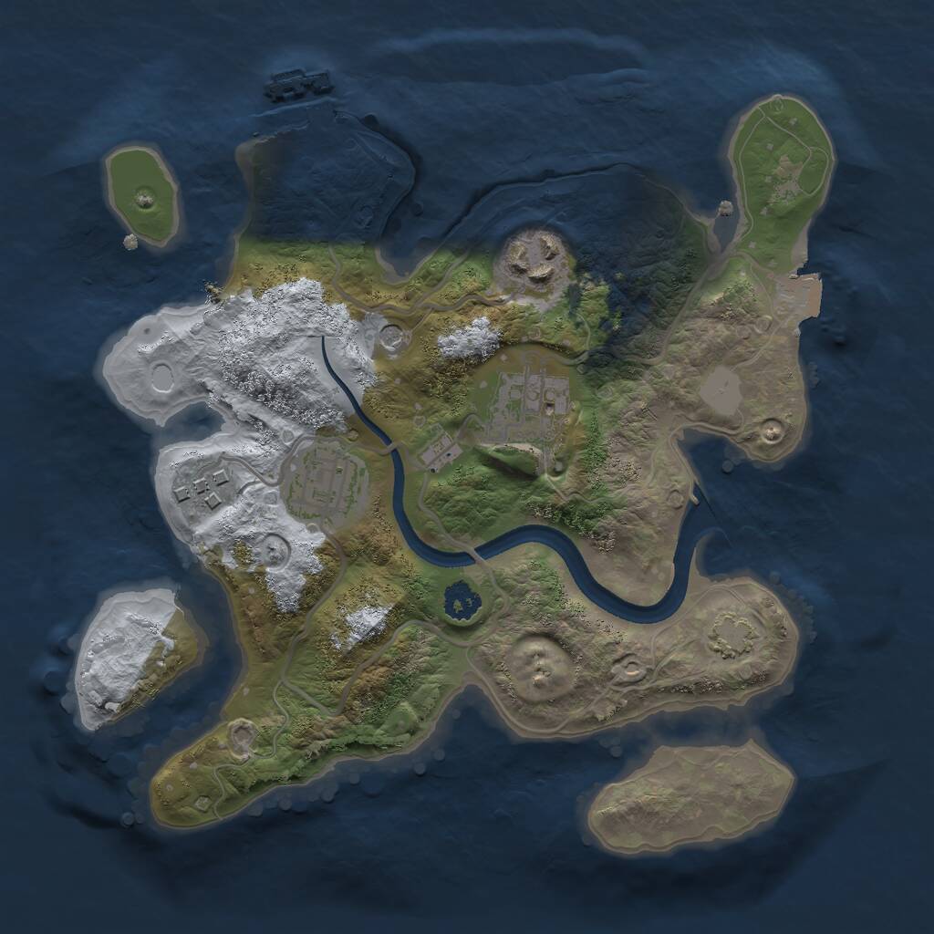 Rust Map: Procedural Map, Size: 2500, Seed: 44162, 8 Monuments