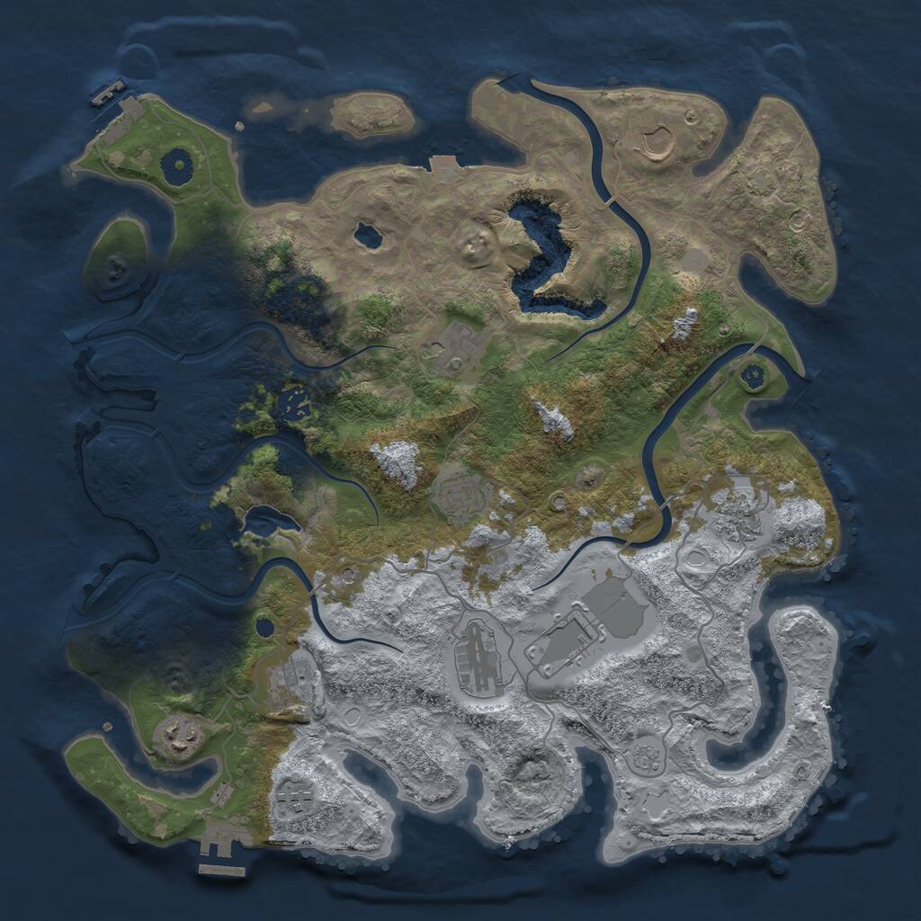 Rust Map: Procedural Map, Size: 4000, Seed: 654236789, 16 Monuments