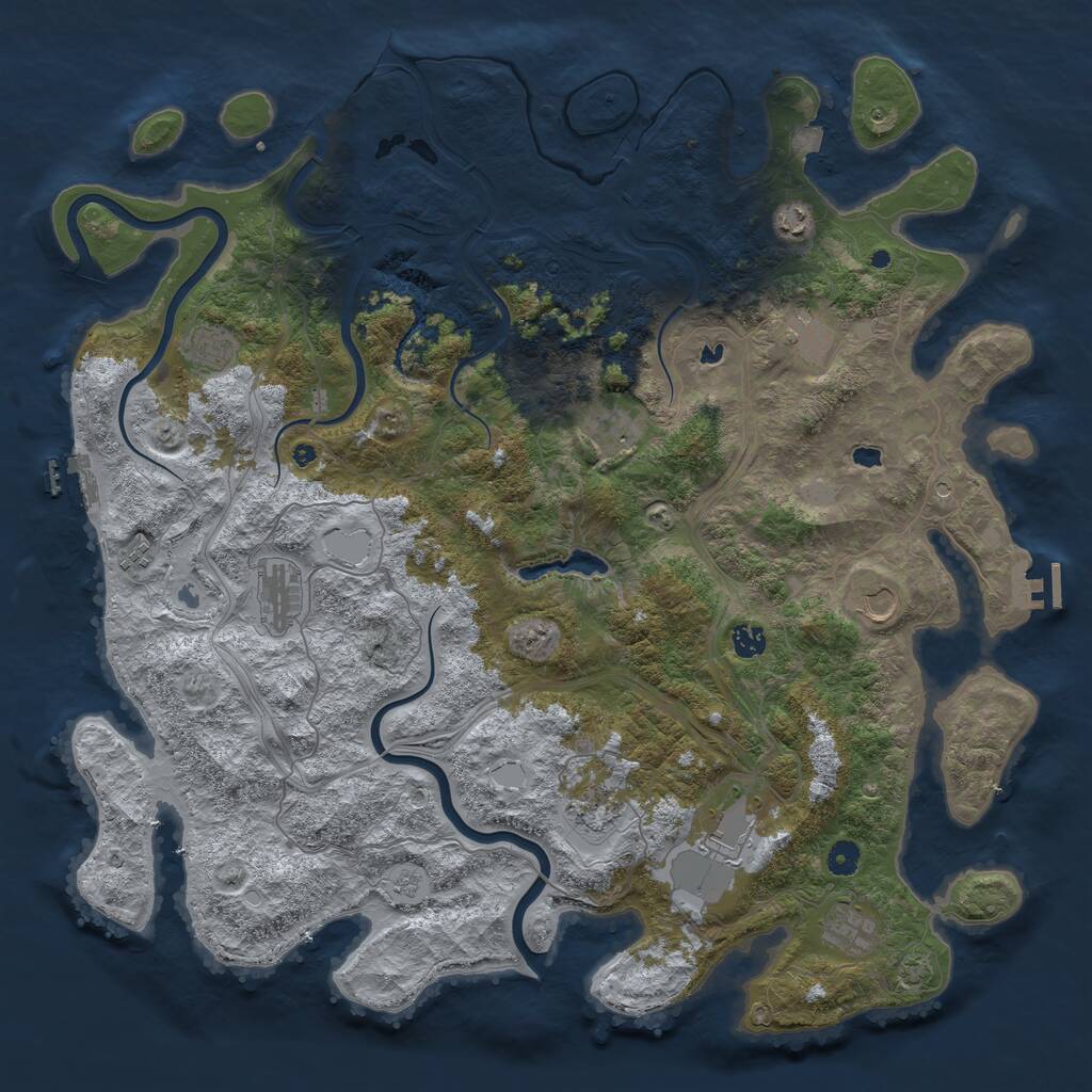 Rust Map: Procedural Map, Size: 4800, Seed: 99999999, 17 Monuments