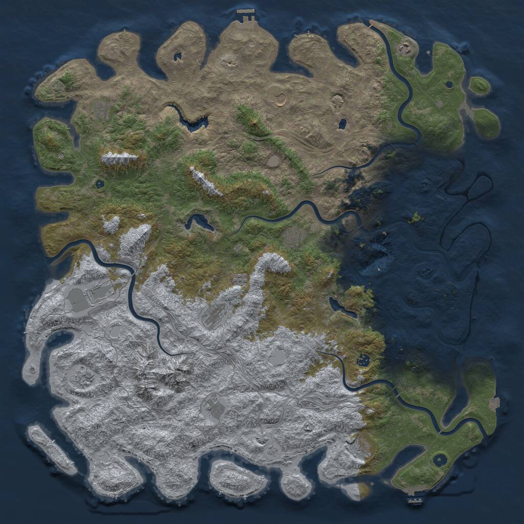 Rust Map: Procedural Map, Size: 6000, Seed: 886474948, 17 Monuments
