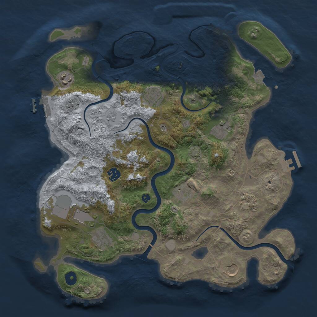 Rust Map: Procedural Map, Size: 3700, Seed: 800528705, 16 Monuments
