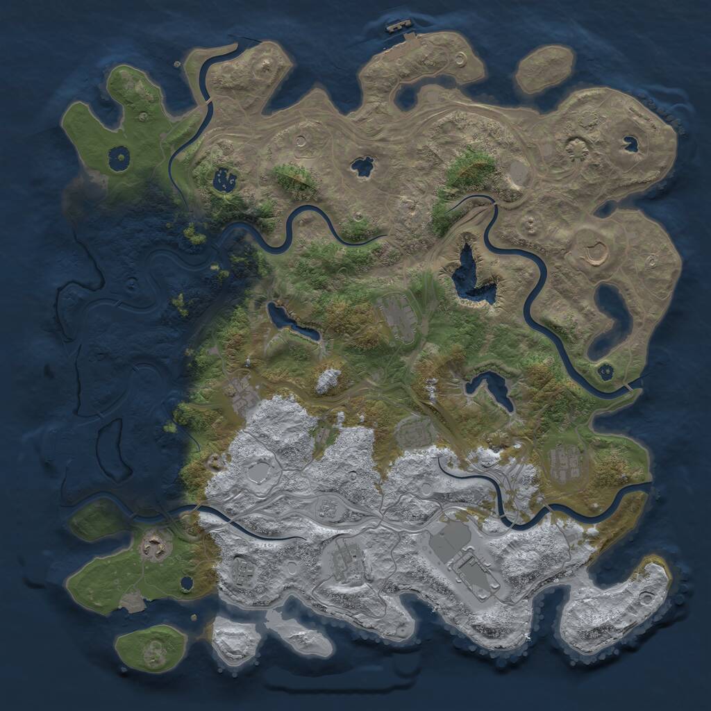 Rust Map: Procedural Map, Size: 4500, Seed: 1793498033, 16 Monuments