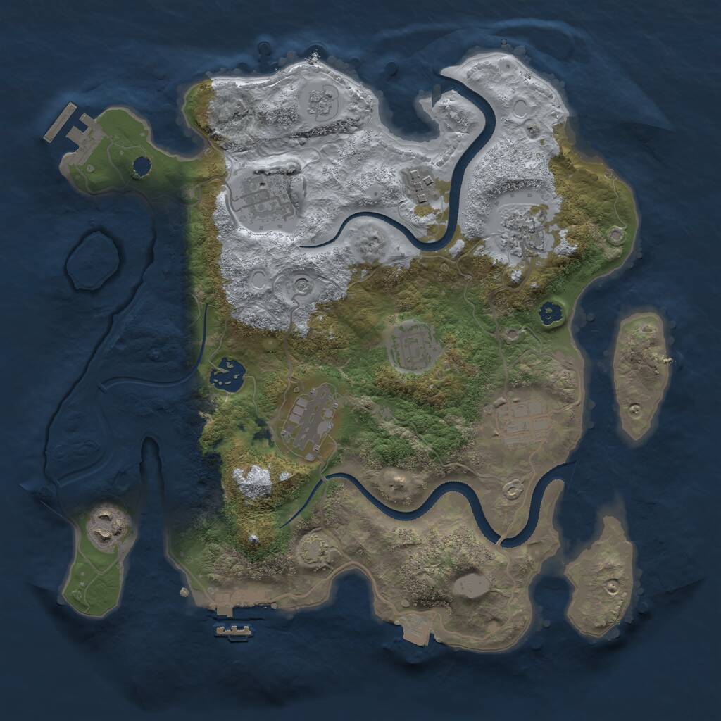 Rust Map: Procedural Map, Size: 3200, Seed: 987321, 14 Monuments
