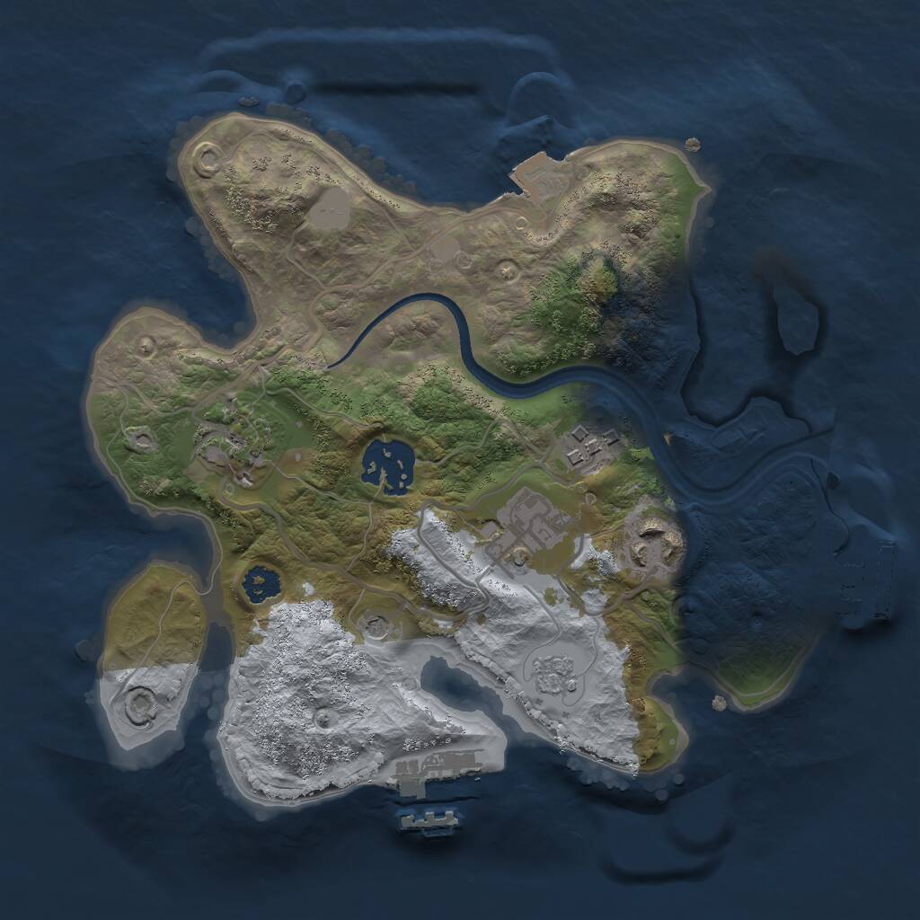Rust Map: Procedural Map, Size: 2500, Seed: 1853496501, 10 Monuments