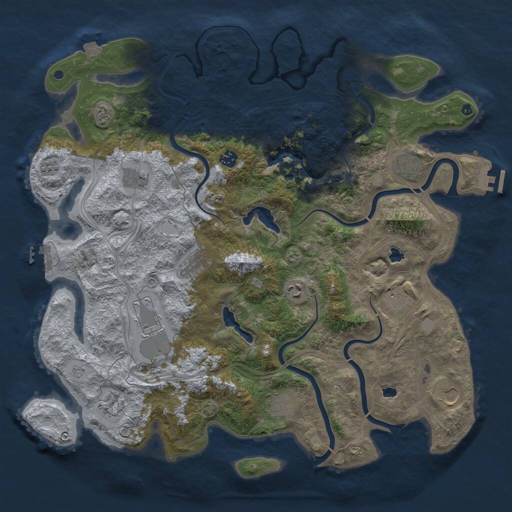 Rust Map: Procedural Map, Size: 4500, Seed: 333182497, 17 Monuments