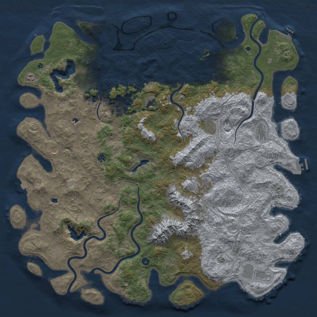 Rust Map: Procedural Map, Size: 6000, Seed: 287830258, 17 Monuments