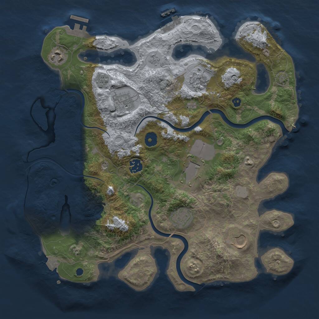 Rust Map: Procedural Map, Size: 3500, Seed: 845921, 14 Monuments