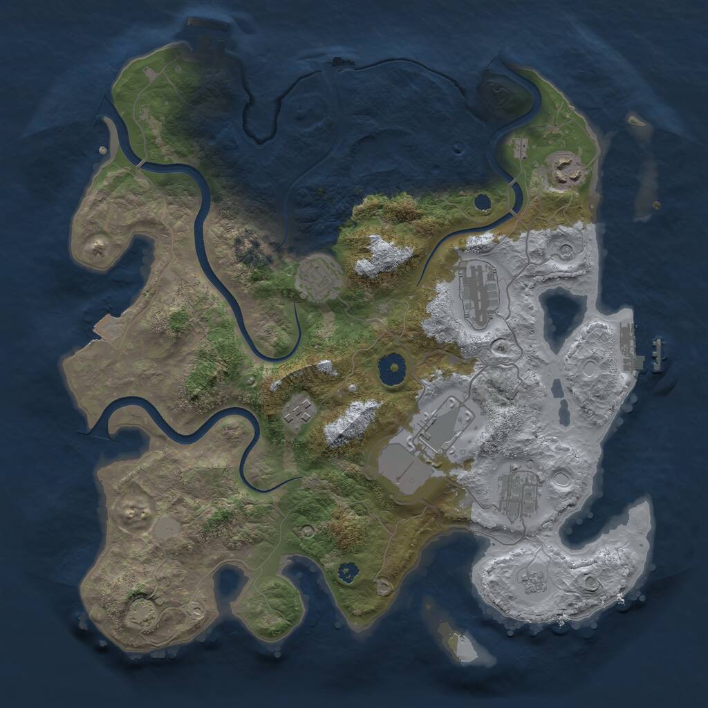 Rust Map: Procedural Map, Size: 3500, Seed: 1177063959, 12 Monuments