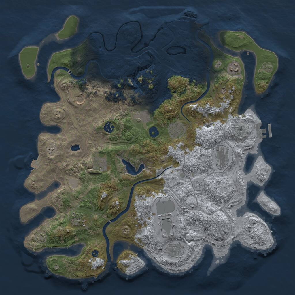 Rust Map: Procedural Map, Size: 4250, Seed: 784280743, 17 Monuments