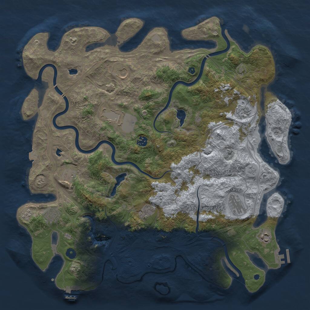 Rust Map: Procedural Map, Size: 4500, Seed: 1933325454, 16 Monuments