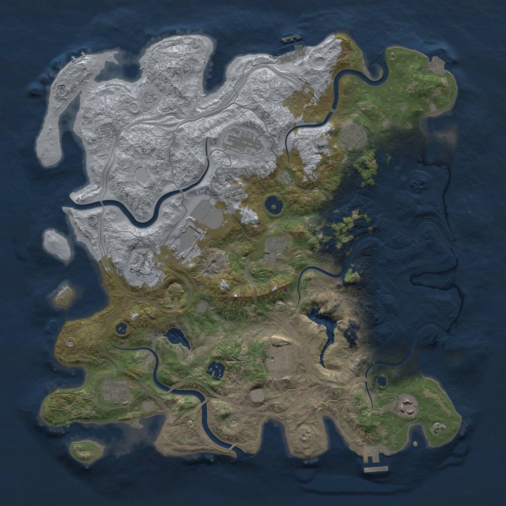 Rust Map: Procedural Map, Size: 4250, Seed: 16368, 16 Monuments