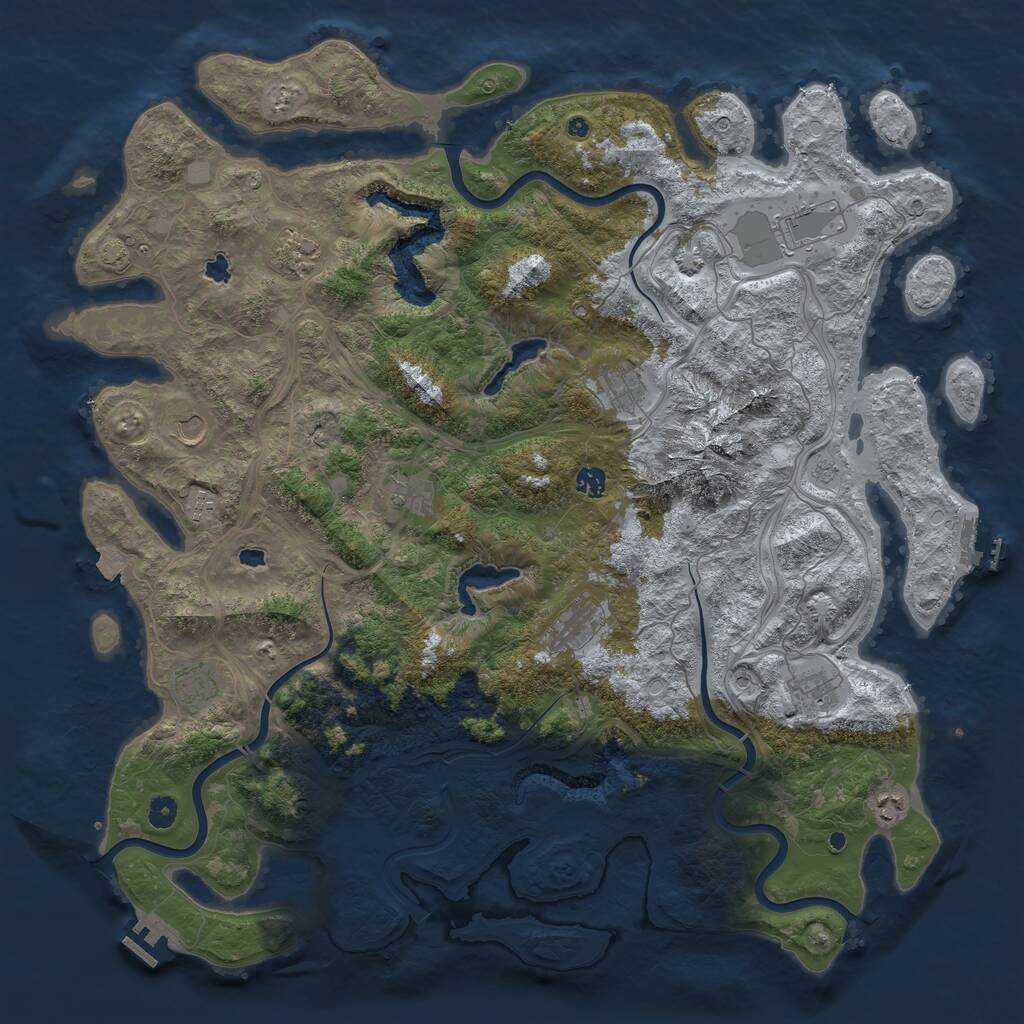 Rust Map: Procedural Map, Size: 5000, Seed: 875496316, 17 Monuments