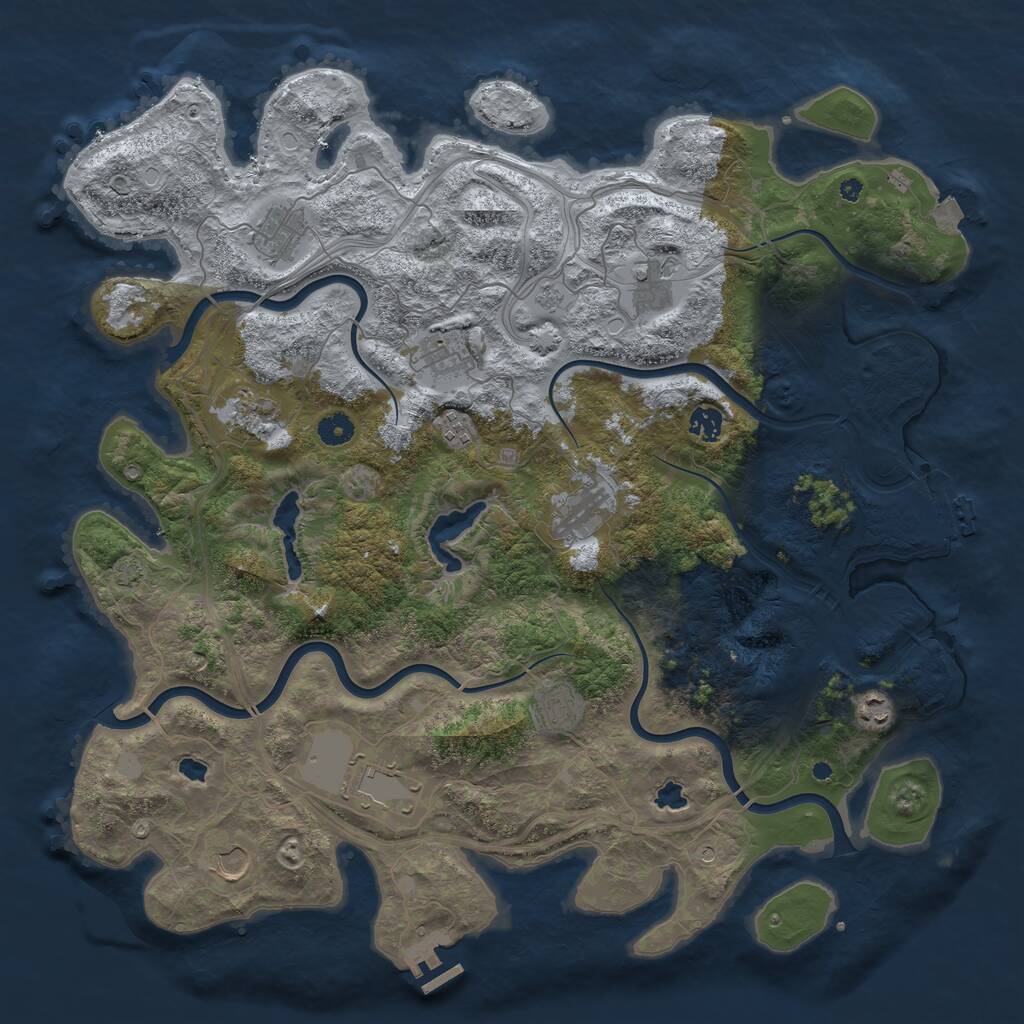 Rust Map: Procedural Map, Size: 4500, Seed: 1438154608, 17 Monuments