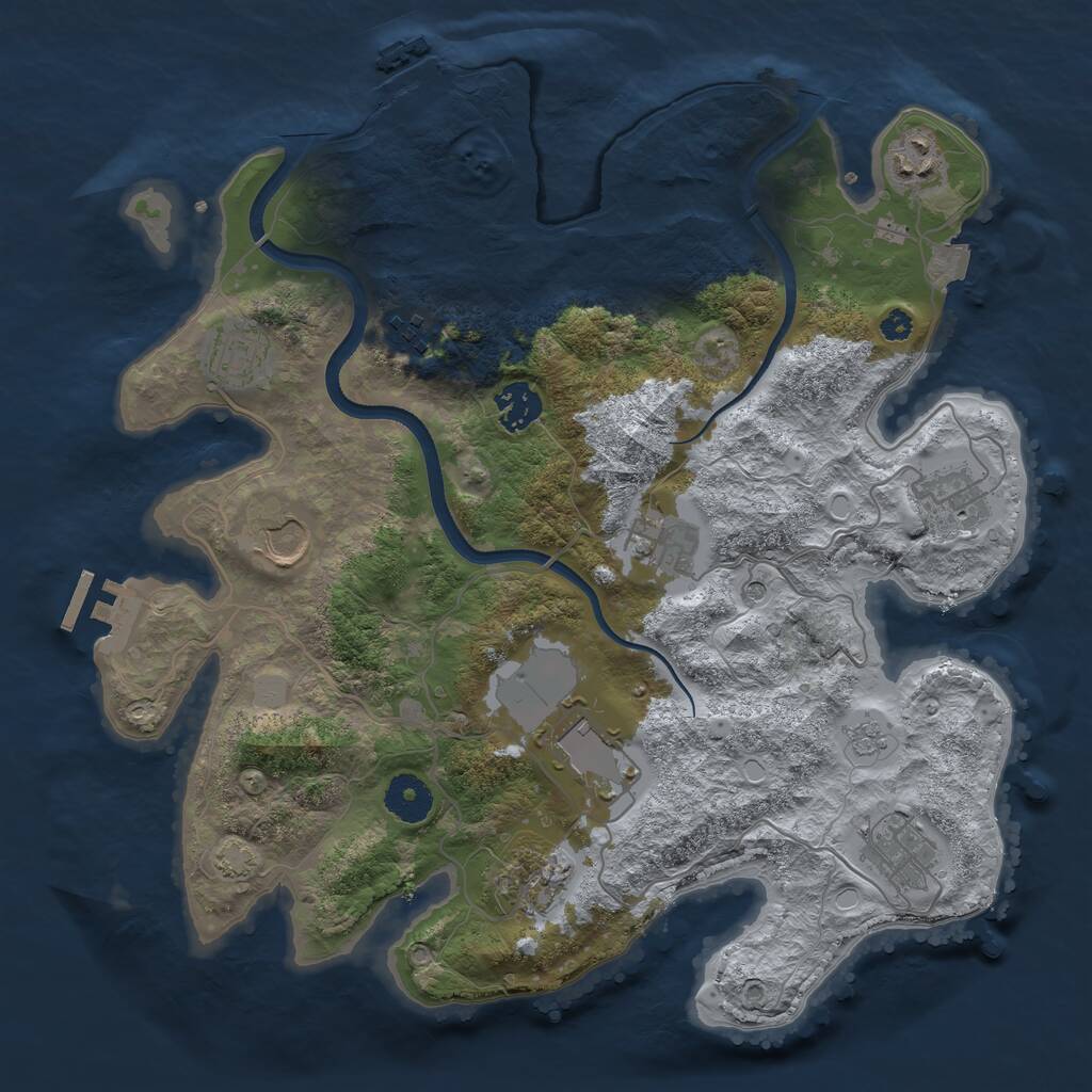 Rust Map: Procedural Map, Size: 3500, Seed: 319321913, 16 Monuments