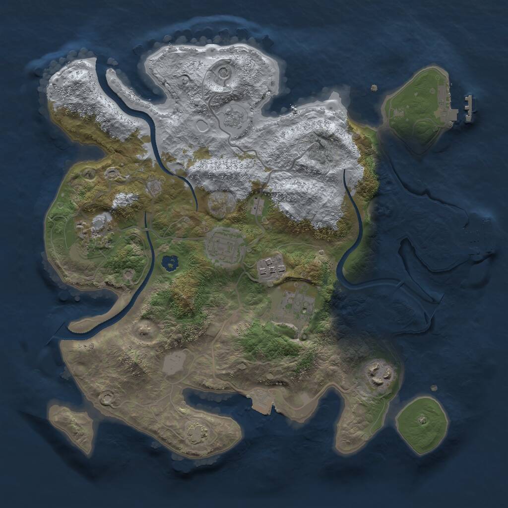 Rust Map: Procedural Map, Size: 3000, Seed: 65863, 11 Monuments