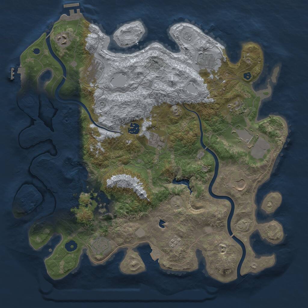 Rust Map: Procedural Map, Size: 4000, Seed: 1046449294, 17 Monuments