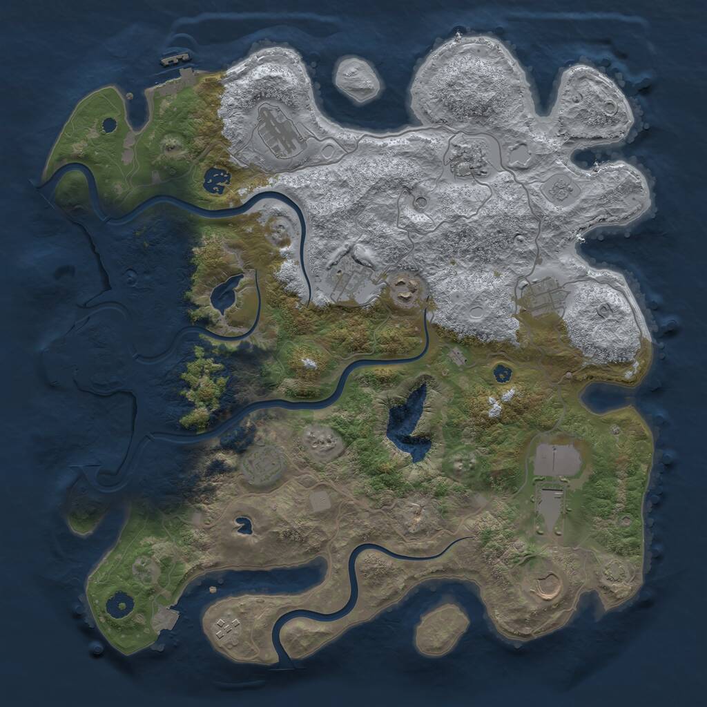 Rust Map: Procedural Map, Size: 4000, Seed: 1099713234, 16 Monuments
