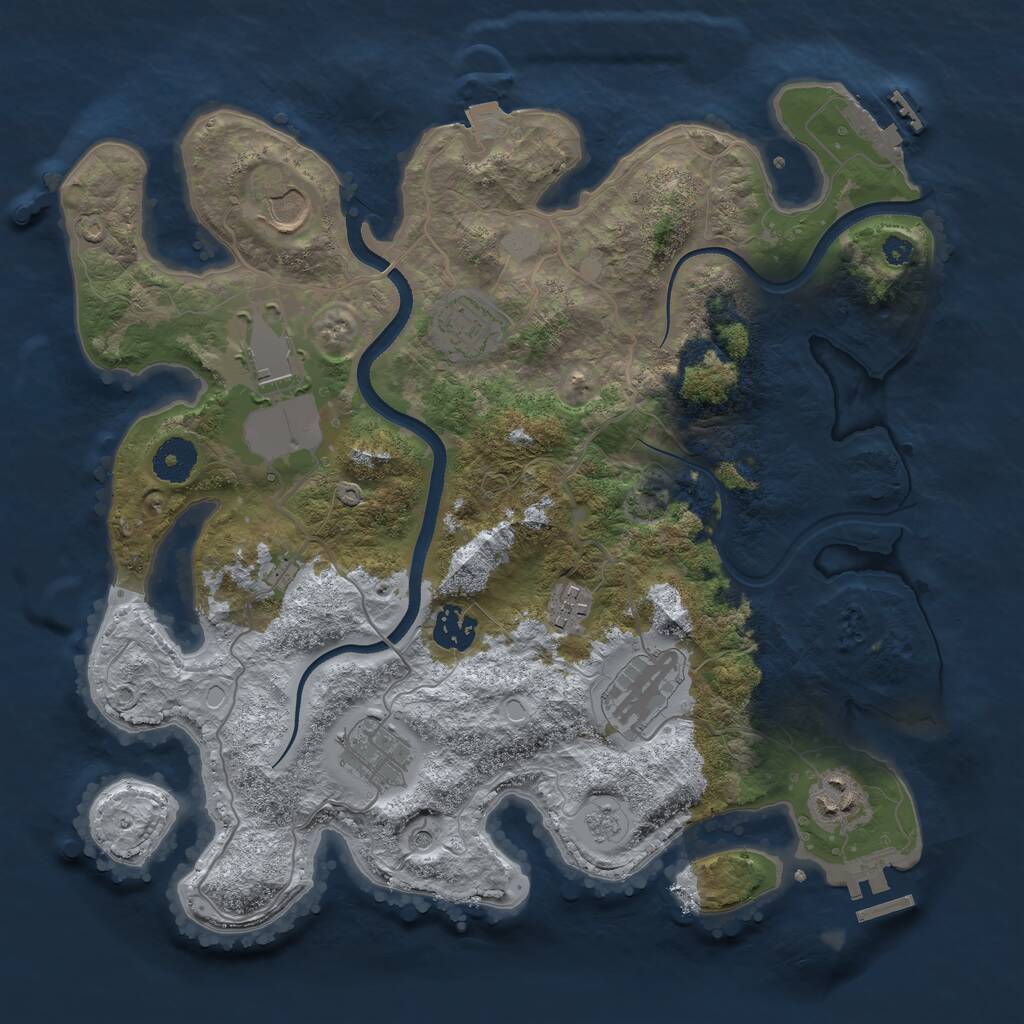 Rust Map: Procedural Map, Size: 3500, Seed: 2120743726, 14 Monuments