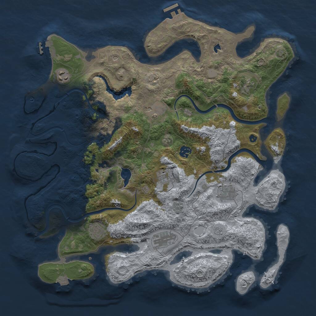 Rust Map: Procedural Map, Size: 4090, Seed: 1438979030, 15 Monuments
