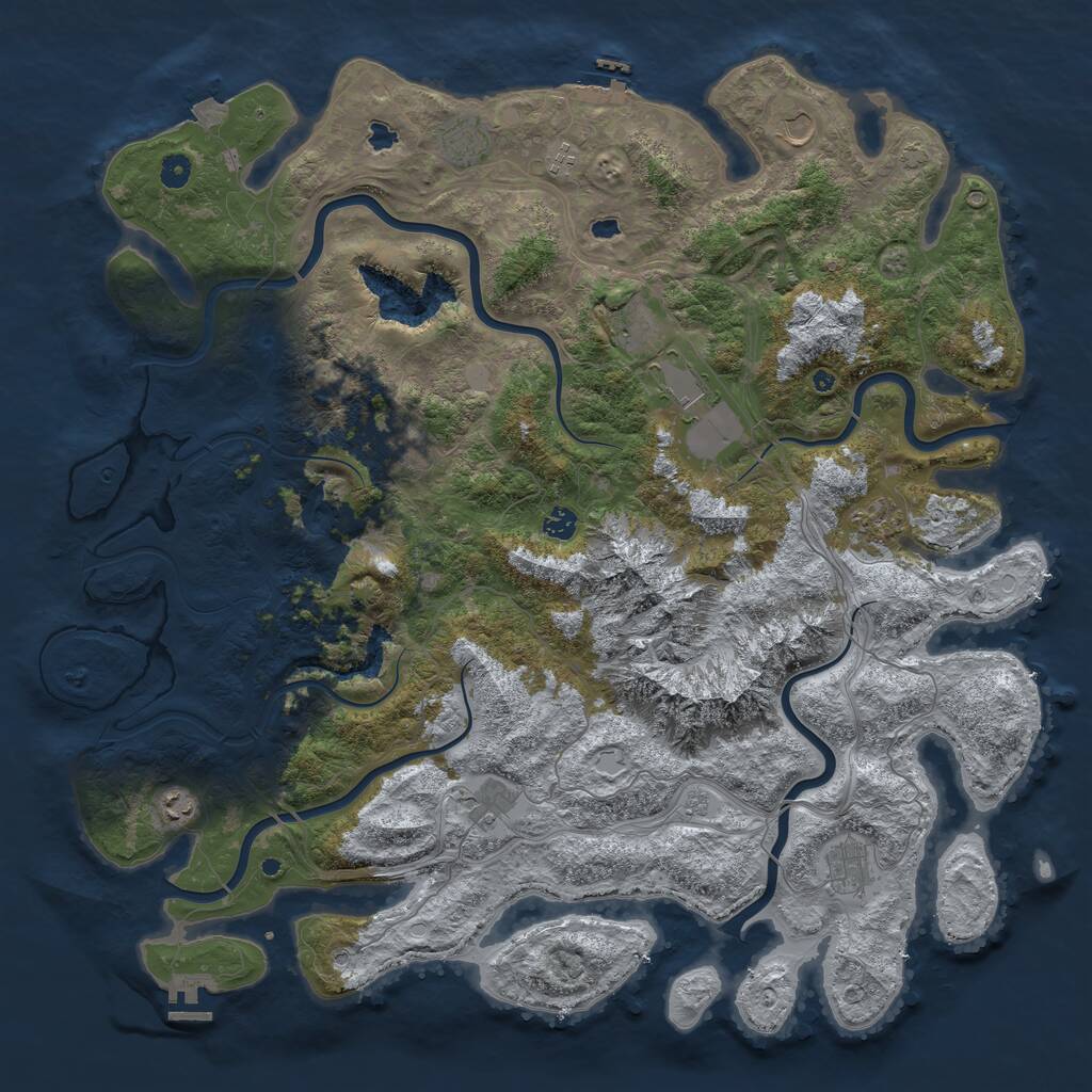 Rust Map: Procedural Map, Size: 5000, Seed: 1438979030, 17 Monuments