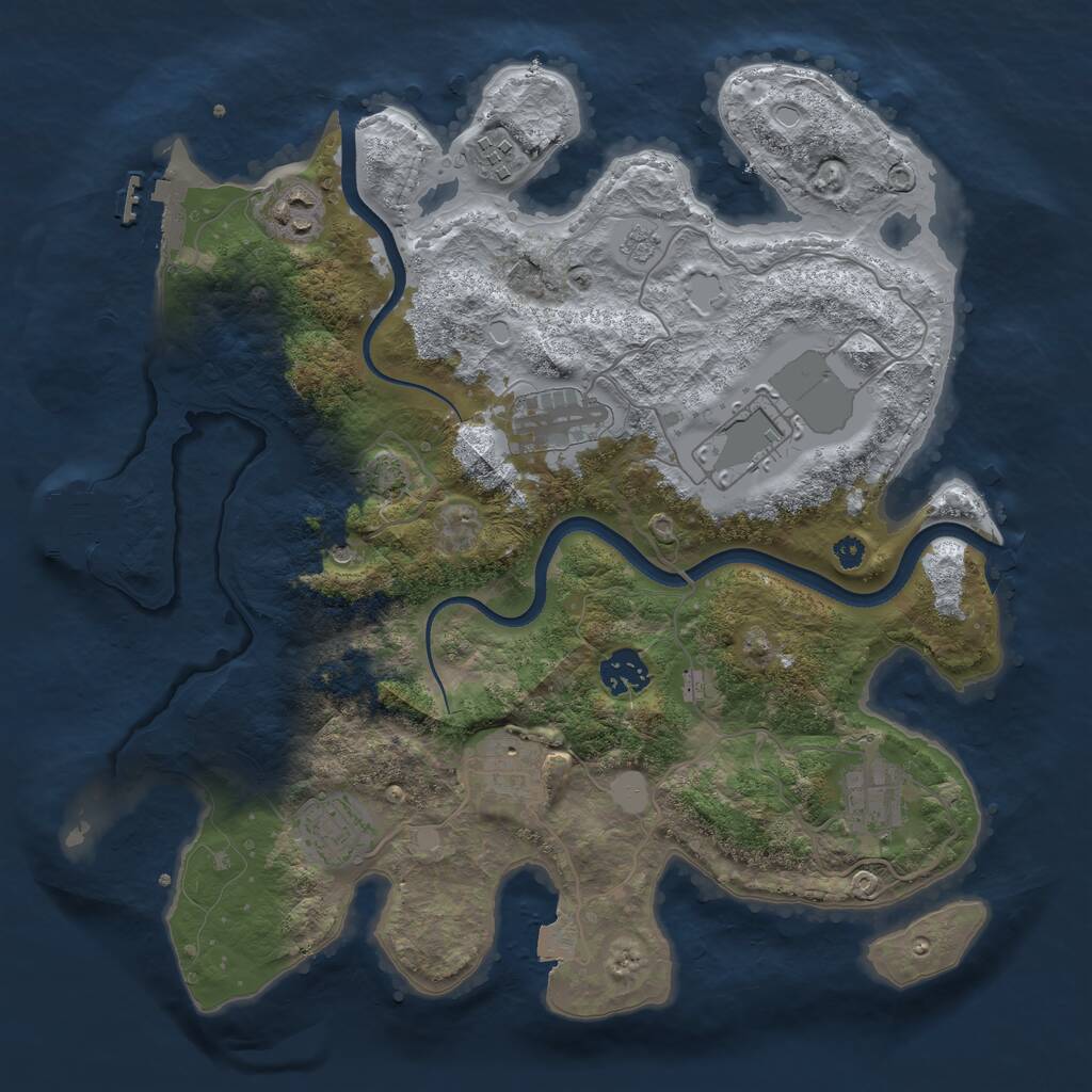 Rust Map: Procedural Map, Size: 3500, Seed: 695181228, 14 Monuments