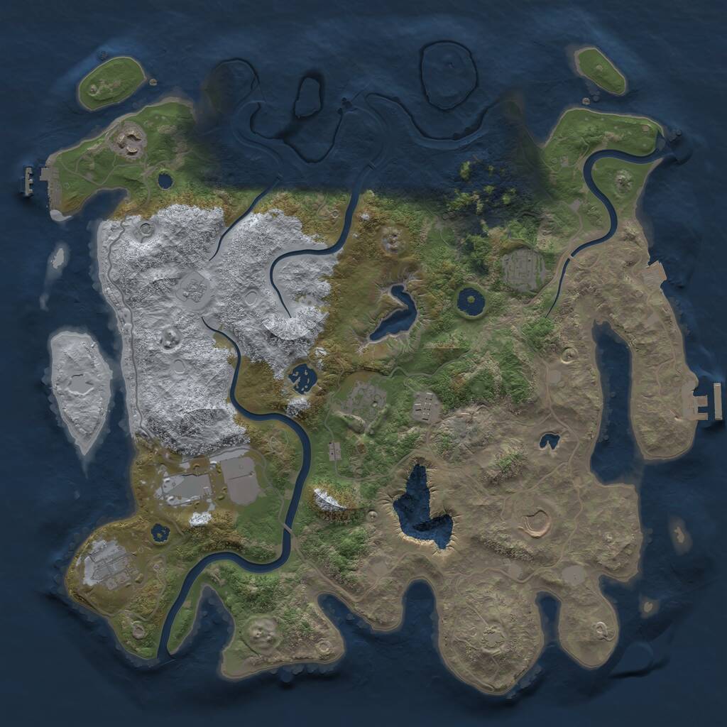Rust Map: Procedural Map, Size: 4000, Seed: 1342757518, 14 Monuments
