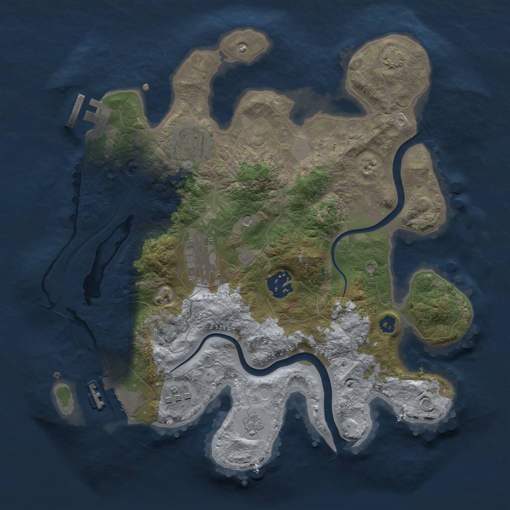 Rust Map: Procedural Map, Size: 3000, Seed: 1188810009, 10 Monuments