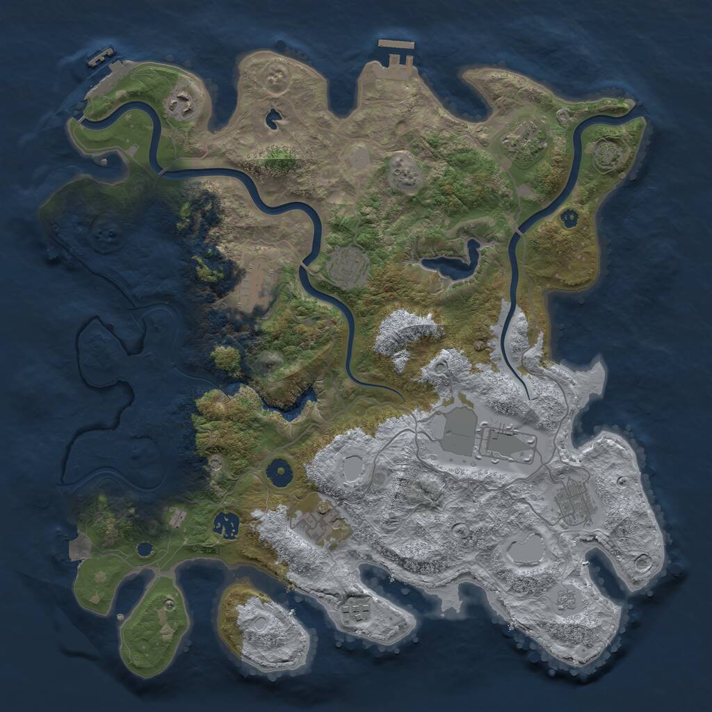 Rust Map: Procedural Map, Size: 4000, Seed: 228625, 15 Monuments