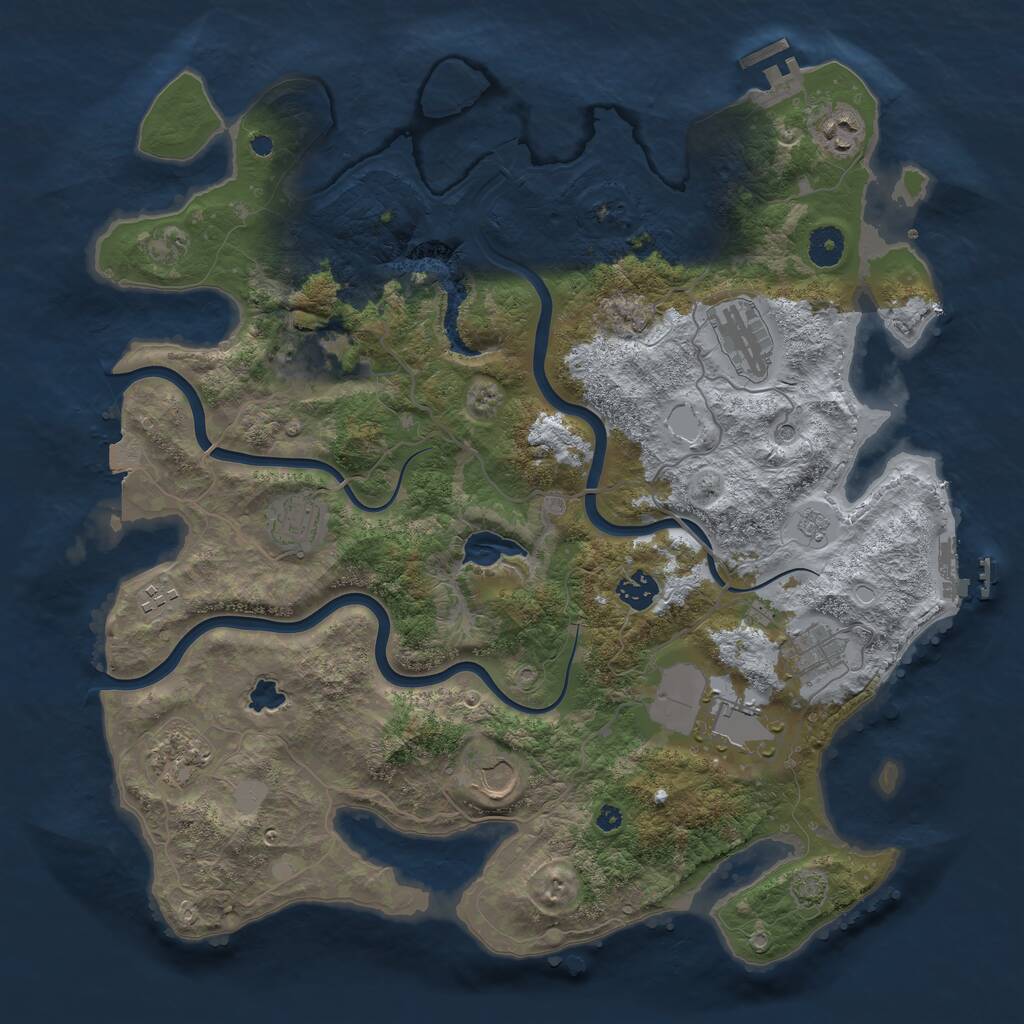Rust Map: Procedural Map, Size: 4000, Seed: 777228777, 16 Monuments
