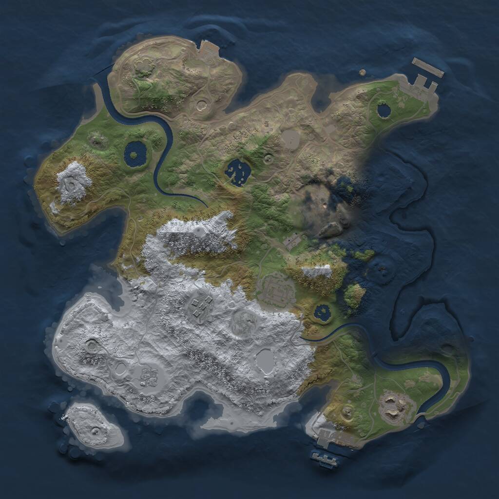Rust Map: Procedural Map, Size: 3000, Seed: 43591, 11 Monuments
