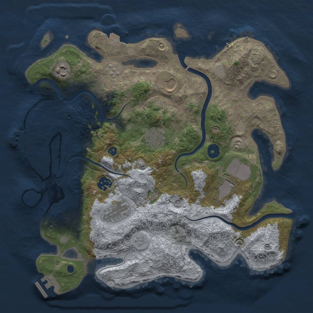 Rust Map: Procedural Map, Size: 3500, Seed: 1676198575, 13 Monuments