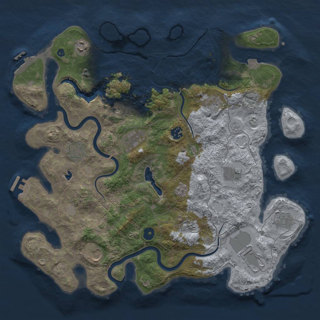 Rust Map: Procedural Map, Size: 4000, Seed: 2078932597, 17 Monuments