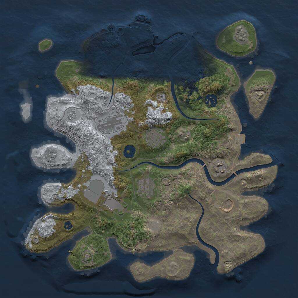 Rust Map: Procedural Map, Size: 3500, Seed: 46843154, 13 Monuments