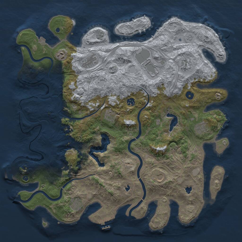 Rust Map: Procedural Map, Size: 4500, Seed: 98625, 16 Monuments