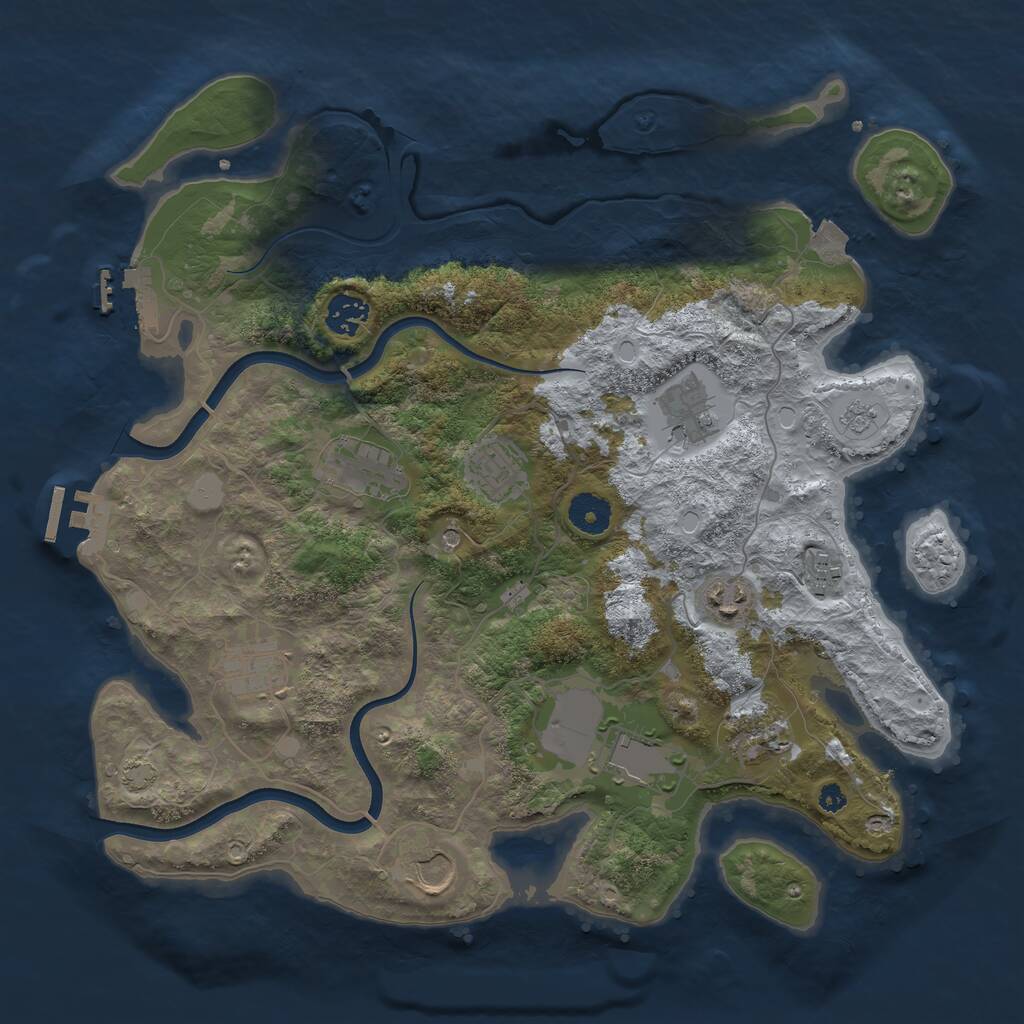 Rust Map: Procedural Map, Size: 3700, Seed: 1120509267, 16 Monuments
