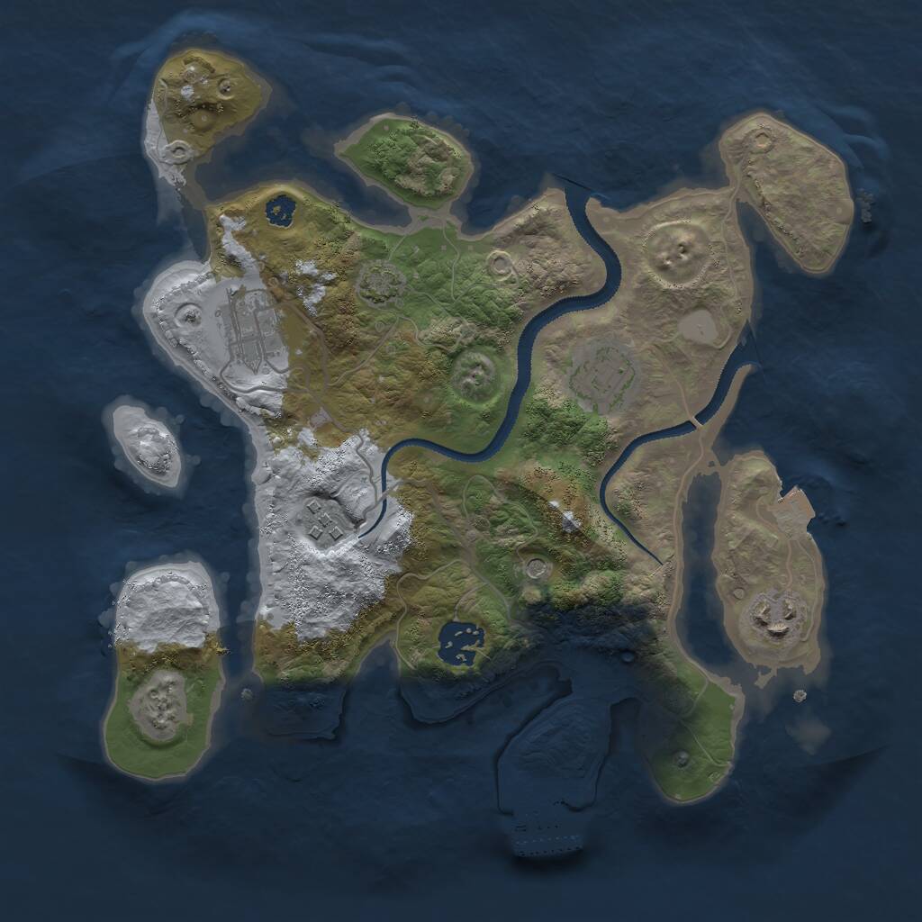 Rust Map: Procedural Map, Size: 3000, Seed: 74683, 9 Monuments