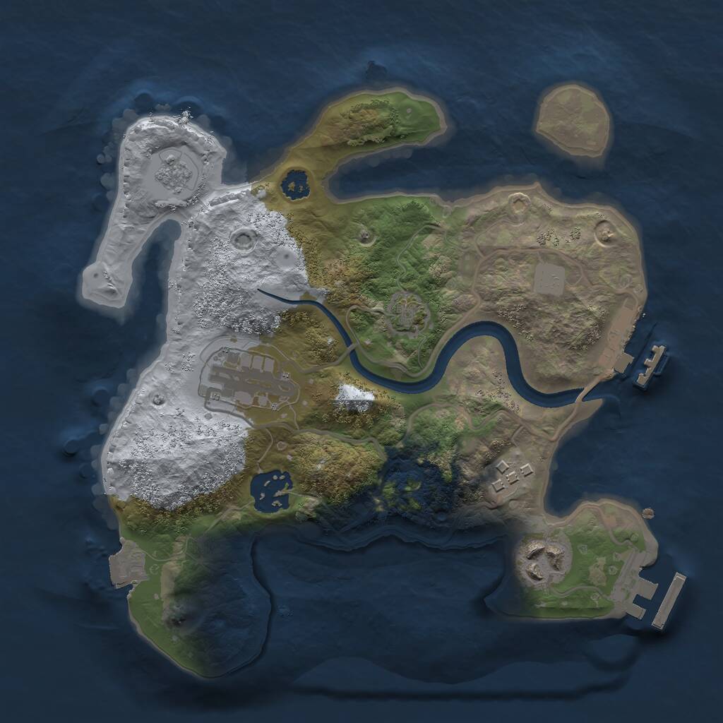 Rust Map: Procedural Map, Size: 2500, Seed: 262196761, 9 Monuments