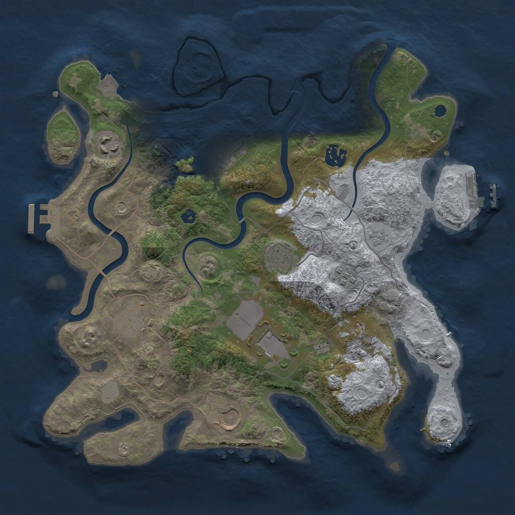 Rust Map: Procedural Map, Size: 3500, Seed: 633567962, 15 Monuments